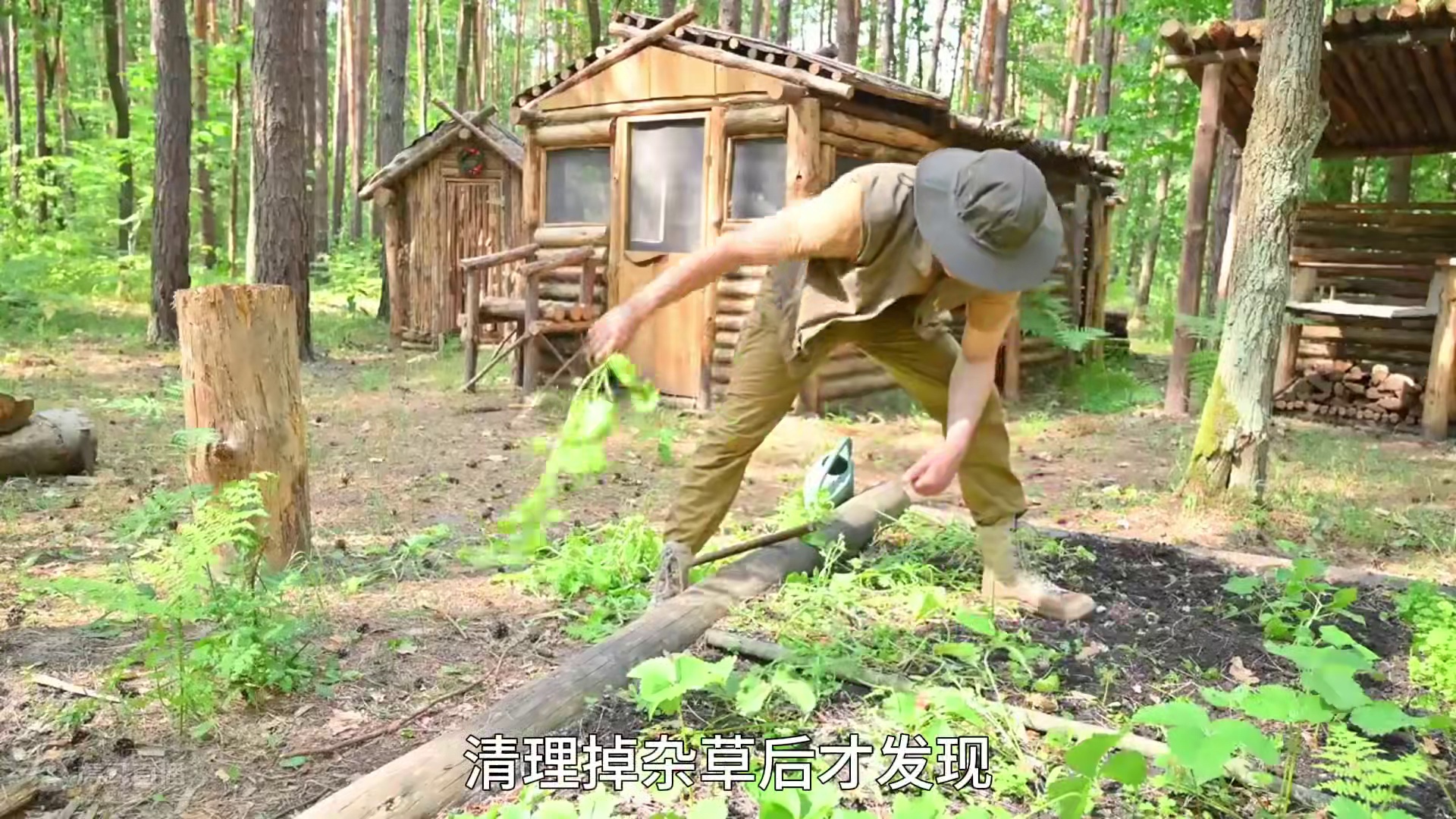 野外搭建第十四集｜男人买下整个山头，用围栏把自己搭建的木屋围起来