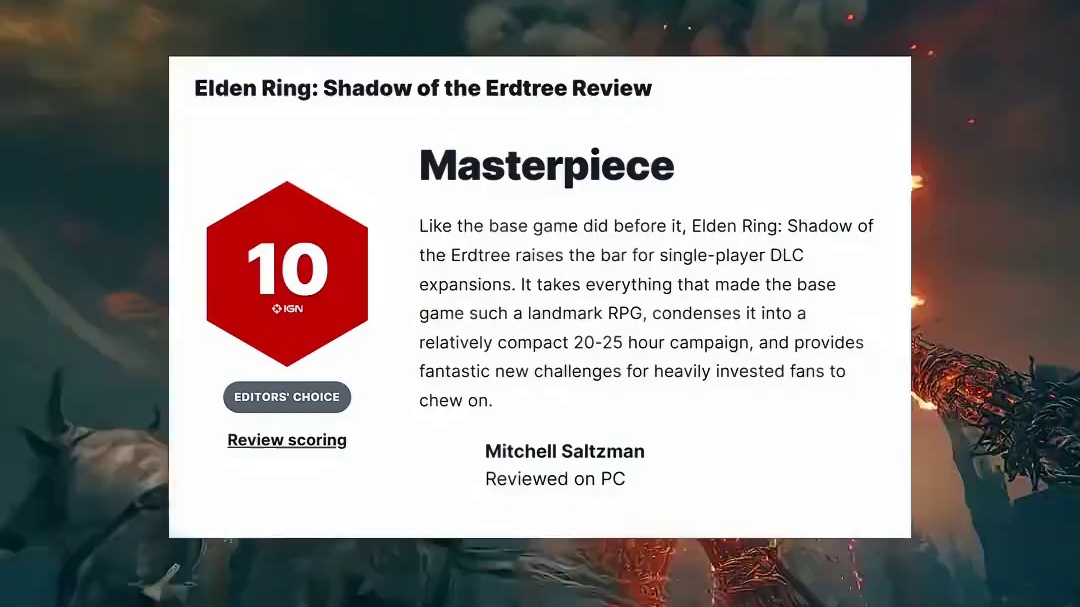 10分又是10分！艾尔登法环DLC媒体评分解禁 满分10分 #艾尔登法环 #艾尔登法环dlc #还得