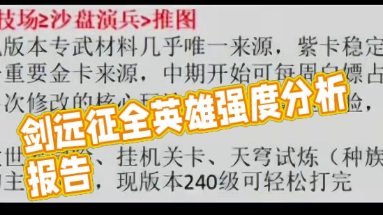 剑与远征:启程全英雄强度分析报告，迷梦之域、推图、竞技场、沙盘演兵综合强度分析#剑与远征启程公测 #