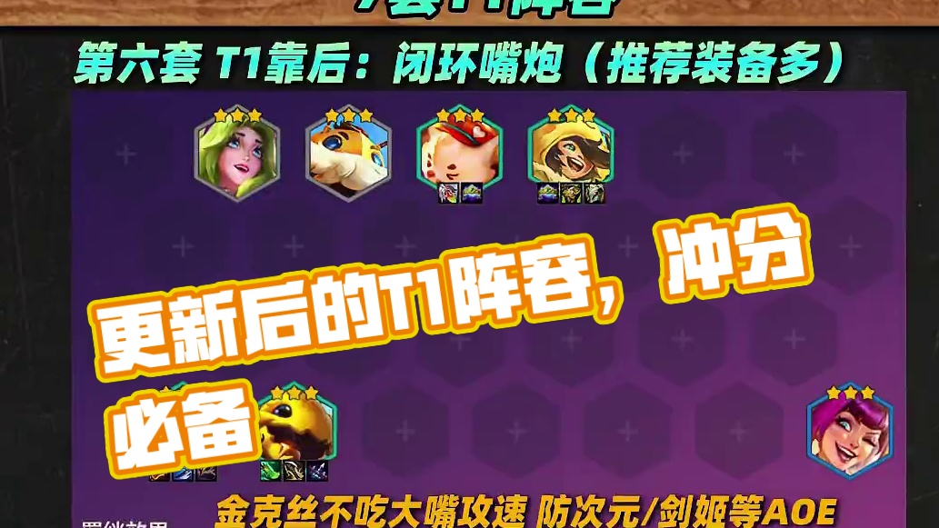 更新后的7套T1阵容，学会了这两周冲刺上分！ #金铲铲之战  #金铲铲魔法乱斗上分必学 #金铲铲之战