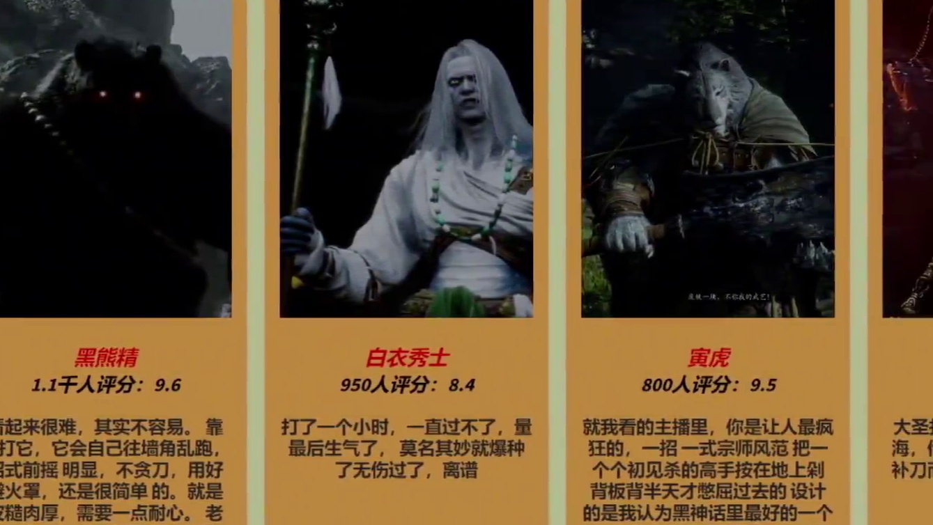 【黑神话悟空】各角色评分（不分先后） 【黑神话悟空】各角色评分（不分先后）#黑神话悟空 #黑神话  