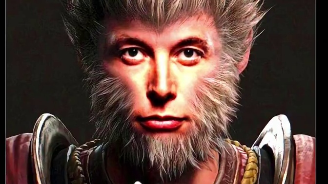 马斯克发文称赞黑神话悟空，AI换脸天命人 马斯克发文称赞黑神话悟空，AI换脸天命人#黑神话 #黑神话