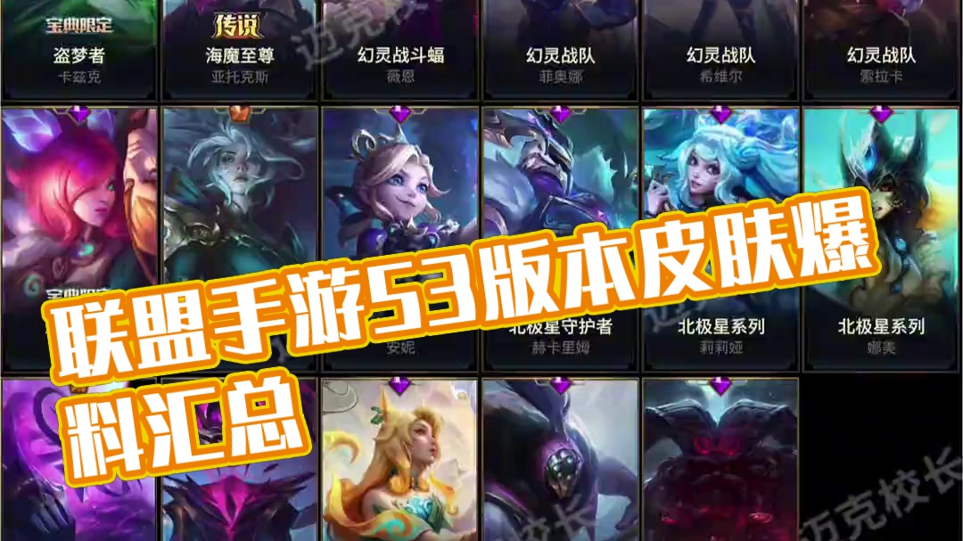 联盟手游5.3版本已爆料皮肤汇总图1.0！ #lol手游进化海克斯峡谷 #lolm #英雄联盟手游