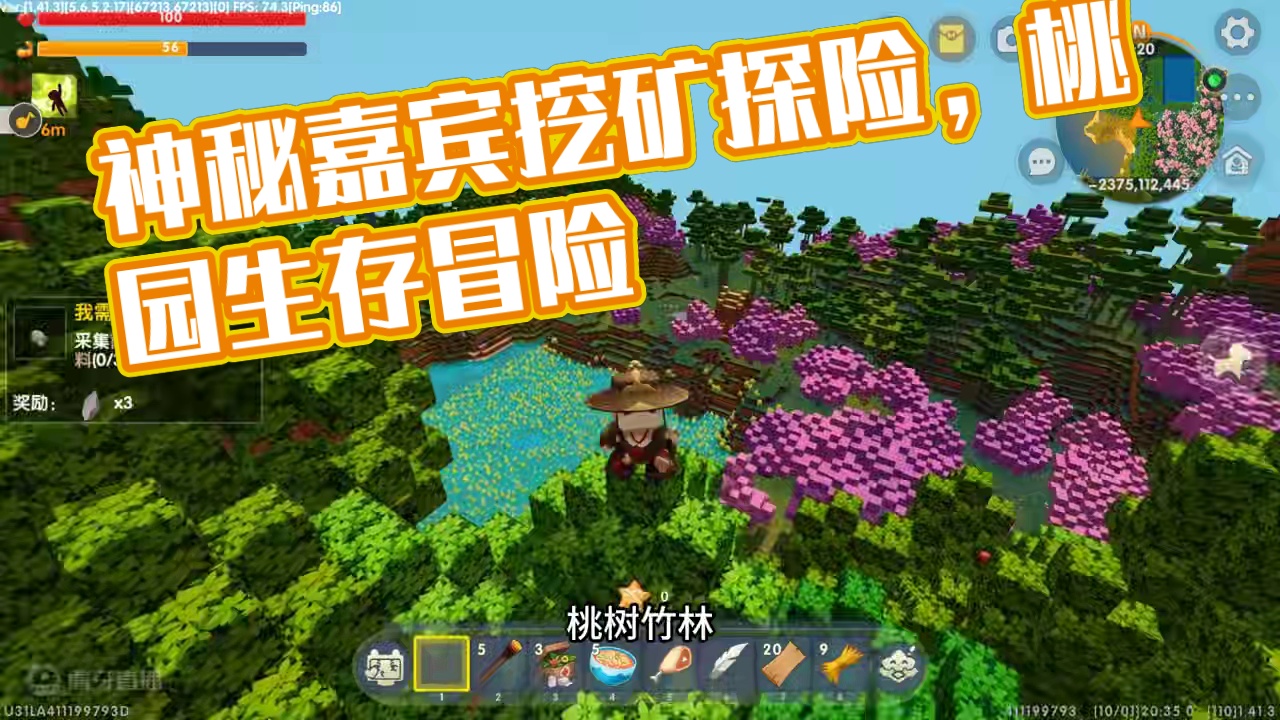 迷你世界桃园生存2：神秘嘉宾闪亮登场，还和我一起挖矿,她是谁 #迷你世界 #钓鱼