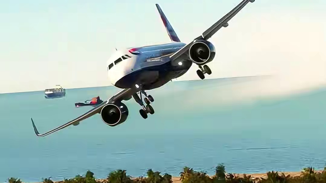 模拟器：飞机起飞前轮子打滑，整架飞机就像失控的猛兽一般#飞机