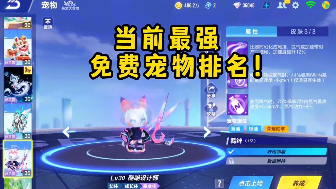 当前最强免费宠物排名！！！