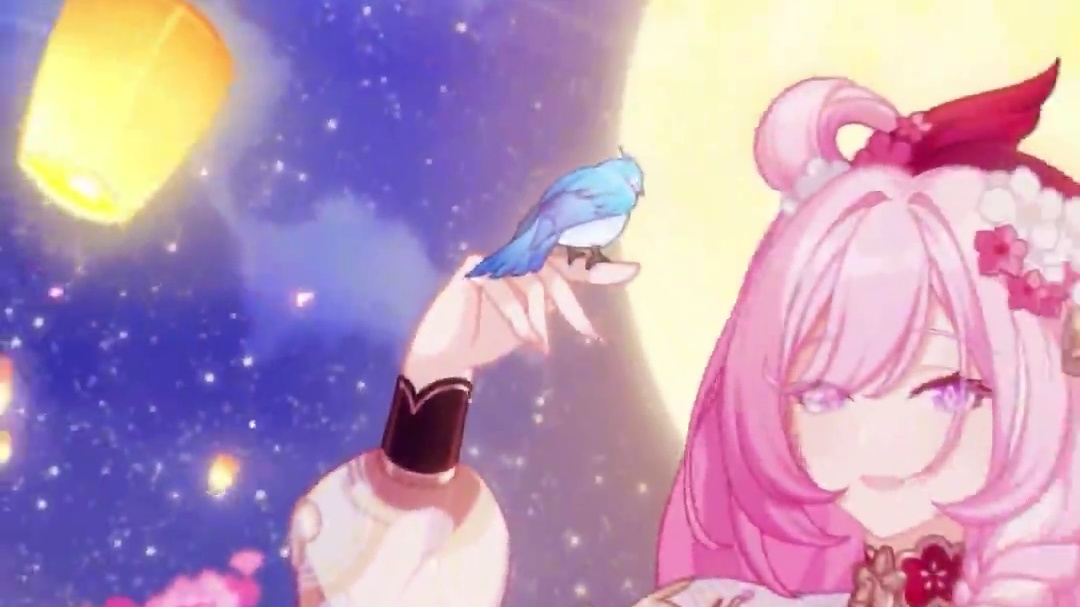 ★爱莉希雅，生日快乐！★ 山雀衔来花环，月华流溢澄海，真挚的心意在辉光中盛放，美好的邂逅于今夜开场。