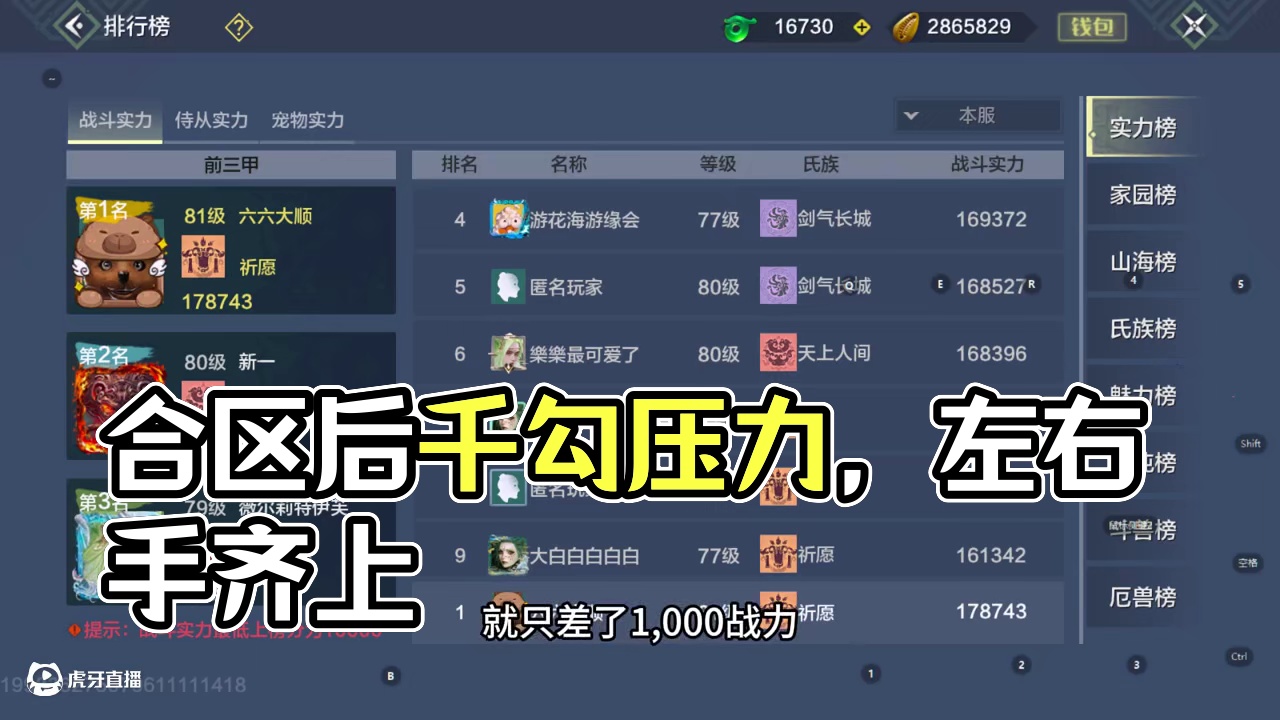 合区了合区了，有点点小压力了！本想存点战力，却亏了千勾~ #妄想山海 #童北肝日常