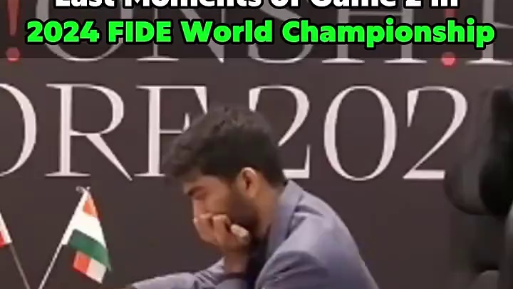 2024年国际棋联世界冠军赛在新加坡圣淘沙名胜世界结束了第二盘棋的争夺。卫冕冠军中国棋手丁立人执白，