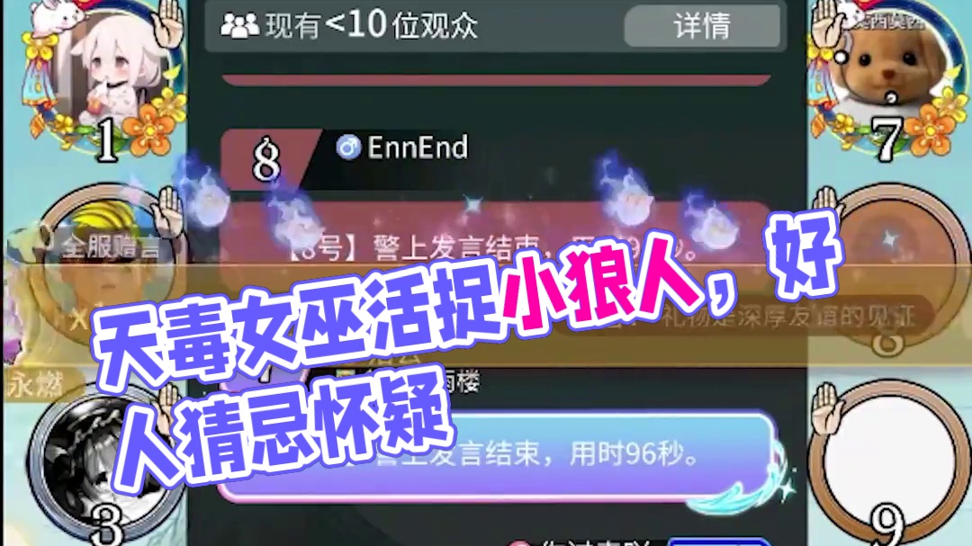 板子：镜隐迷踪。天毒女巫活捉小狼人，结果被好人猜忌怀疑#网易狼人杀 #狼人杀星赏金计划 #神秘狗