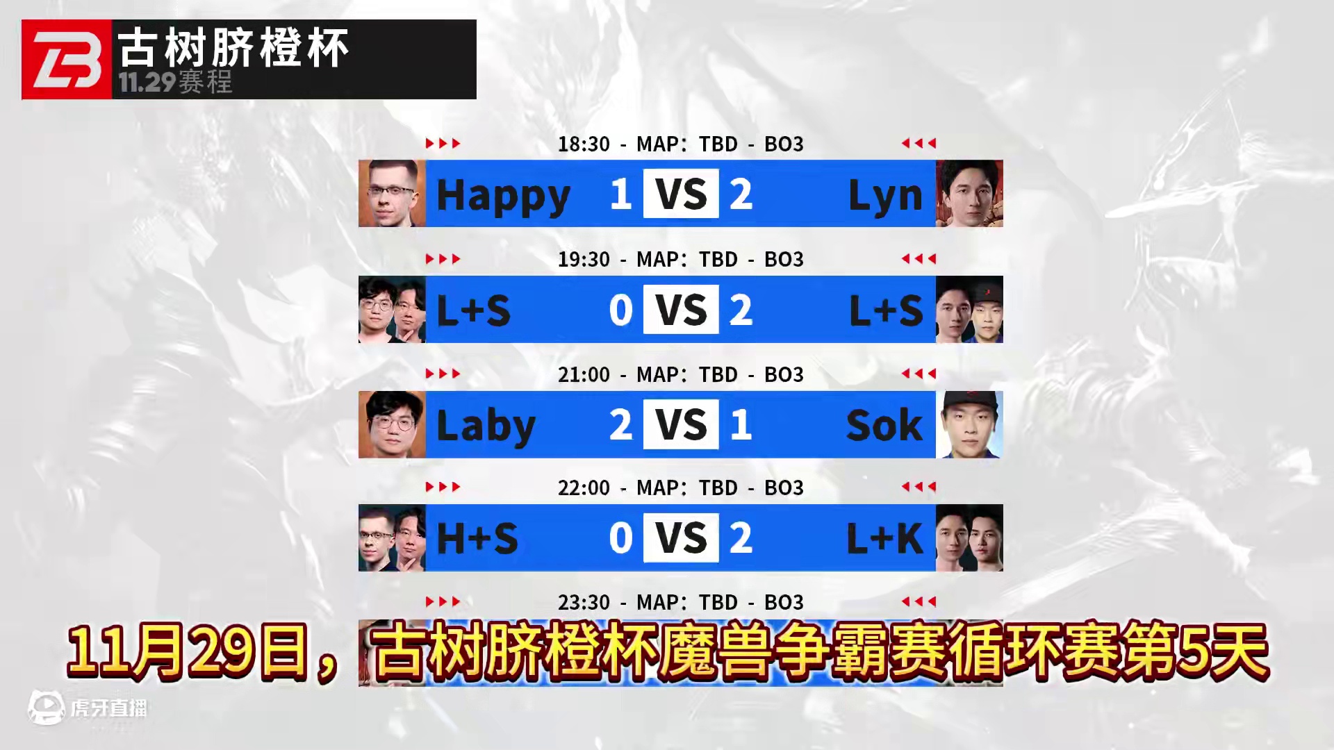 Happy队1比4惨败于Lyn队！ 11月29日《古树脐橙杯》魔兽争霸赛循环赛第5天战报！#魔兽争霸