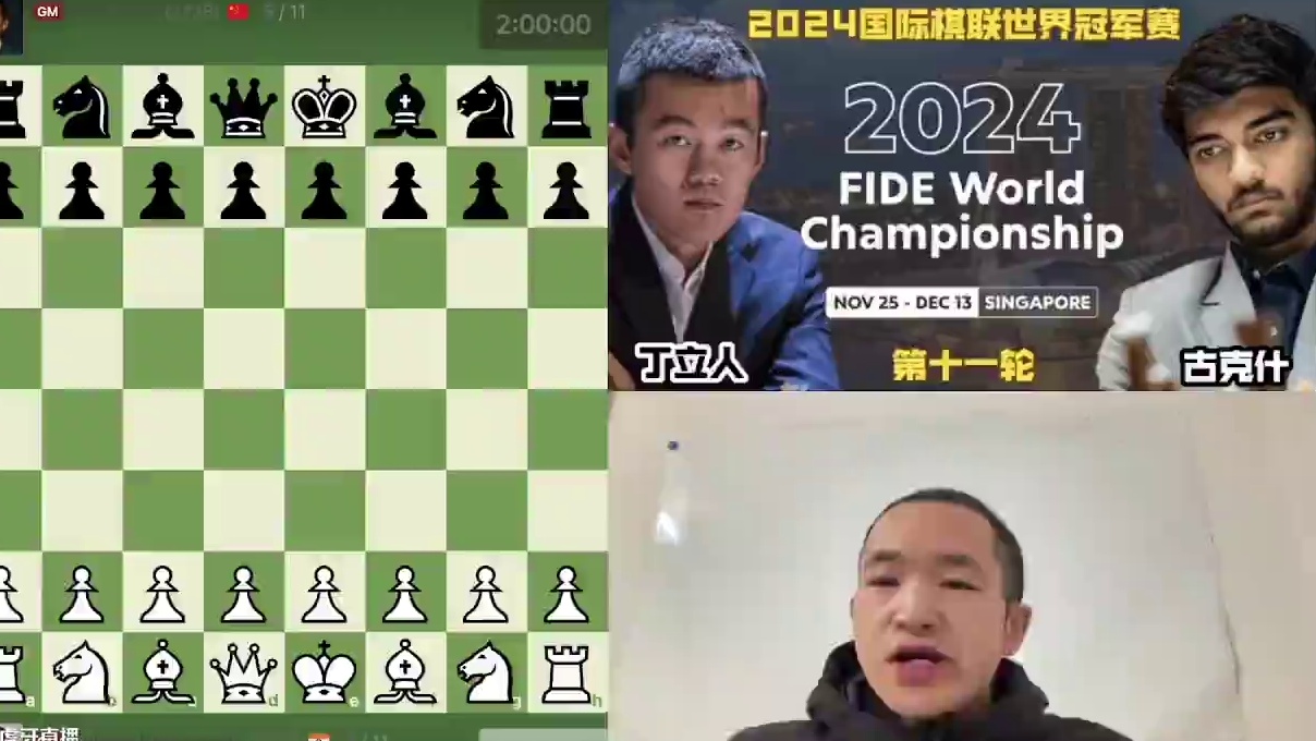 2024世界冠军赛第十一轮 风云突变，印度挑战者古克什先声夺人！#国际象棋 #2024年国际象棋世界