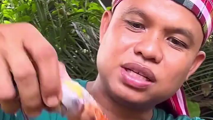 阿嘎吃剁椒辣酱️刺身大黑虎虾 #泰国美食 #美食 #泰国生活 #户外美食