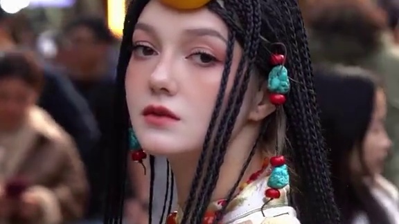 挑战中国之美——藏服！大家知道藏族的有什么文化吗？#藏族服饰 #藏族 #俄罗斯美女 #民族特色民族文