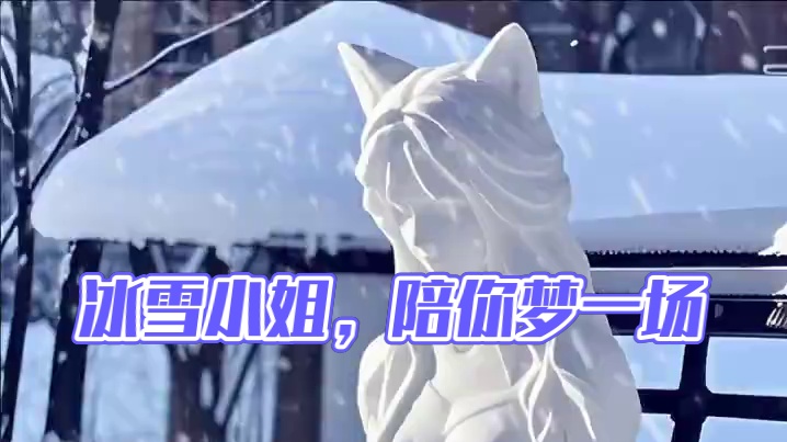 漂亮的冰雪小姐，你是在等冬天先生吗#张杰官宣新身份 #用雪堆出绝美的宿命感 #雪一落这里就美成了诗 