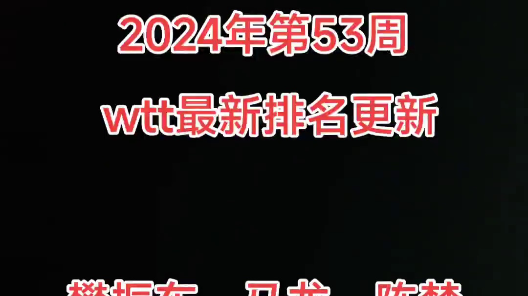 wtt第53周世界排名更新，馬龍 樊振東 陳夢世界排名更新，但馬龍目前沒自己官宣，wtt為何遲遲公布