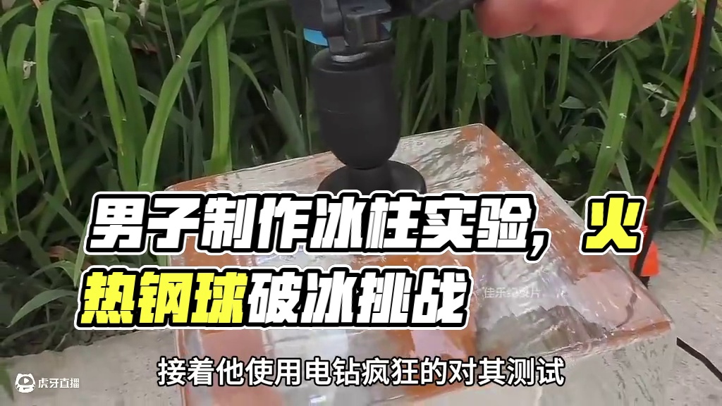 为了测试冰块的强度，男人特意制作了重达100斤的冰柱#桦树汁 #白桦树汁 #趣味实验