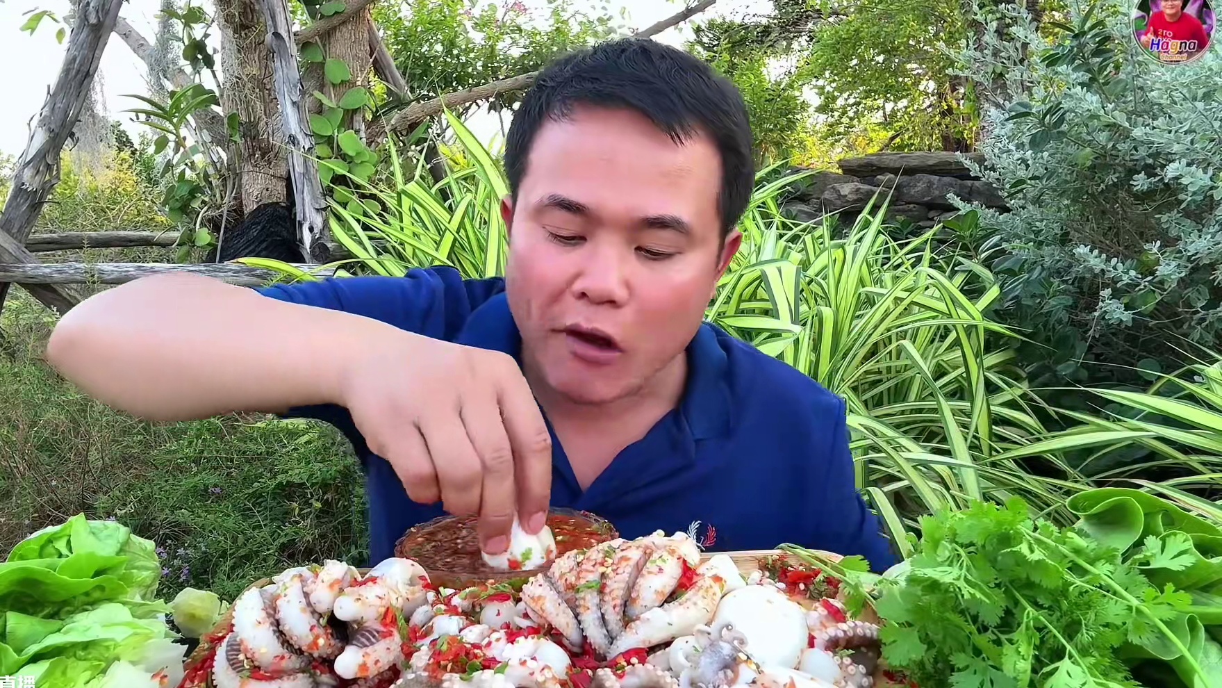 鲜辣️剁椒凉拌小八爪鱼大墨鱼须香菜小生菜 #泰国主播吃美食视频 #泰式凉拌海鲜视频 #内容启发搜索 