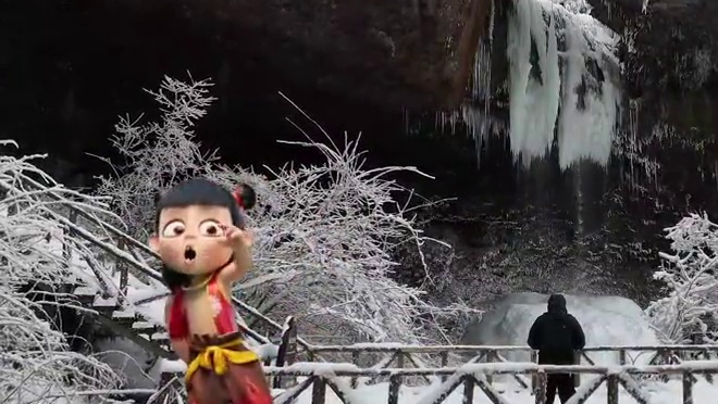 节后反向旅游，龙苍沟含雪量极高含人量极低 #哪吒 #结界兽 #哪吒2登顶中国影史观影人次榜 #龙苍沟