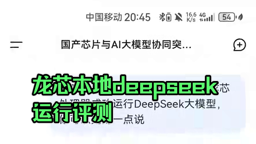 【龙芯TV】deepseek锐评龙芯本地运行deepseek