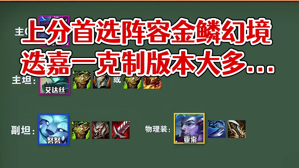 上分首选阵容金鳞幻境迭嘉一克制版本大多热门阵容！