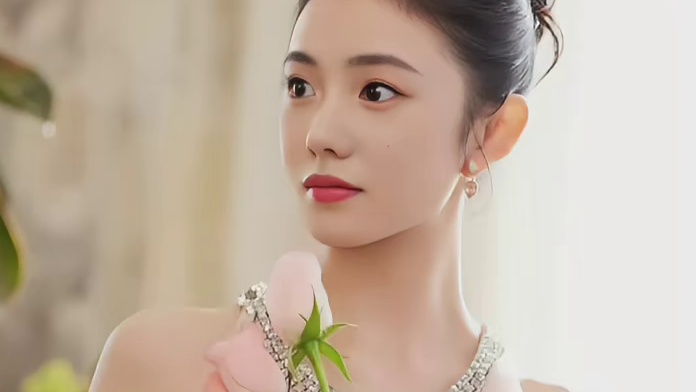 刘浩存新春一袭粉色礼服色调柔和简洁