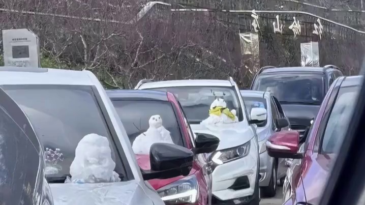 即使堵车一塌糊涂，也阻挡不了一生爱凑热闹的中国人，秒变艺术家#四明山 #雪地里撒欢 #保持热爱奔赴山