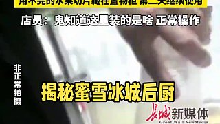 “平價奶茶之光”蜜雪冰城后廚曝光！ #蜜雪冰城被曝使用過夜水果切片 #蜜雪冰城員工稱不敢喝自家檸檬水