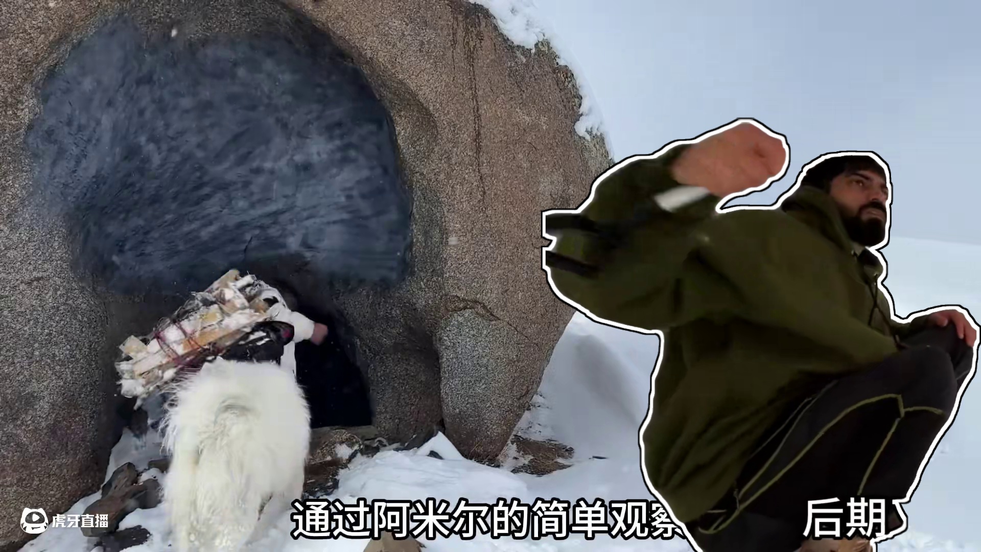 男人住石屋掏雪洞，体验丰富的雪天露营 #庇护所建造 #雪天露营 #野外生存