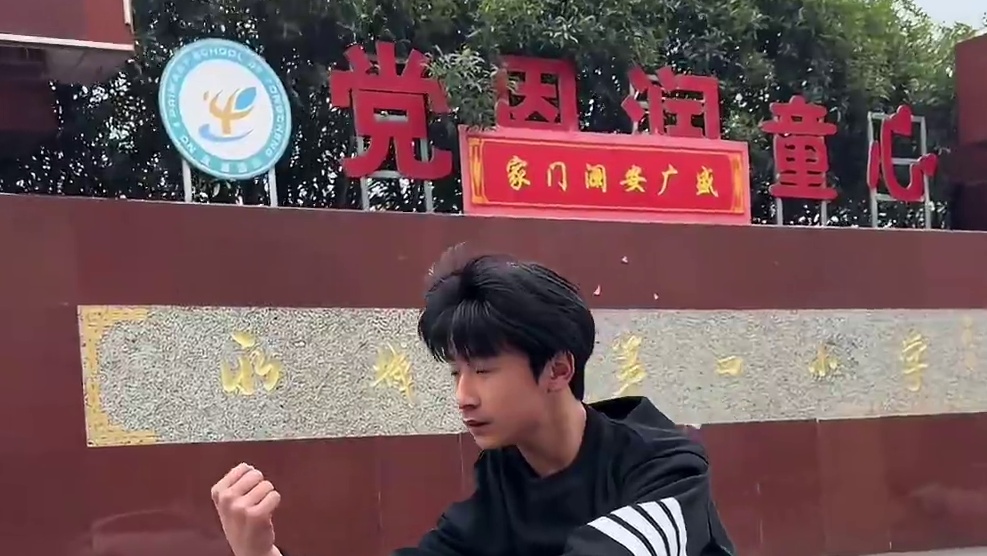 小男孩放学在校门口展示虎拳，一套动作行云流水，太帅了！ #武术 #虎拳#中华武术博大精深  #少年强