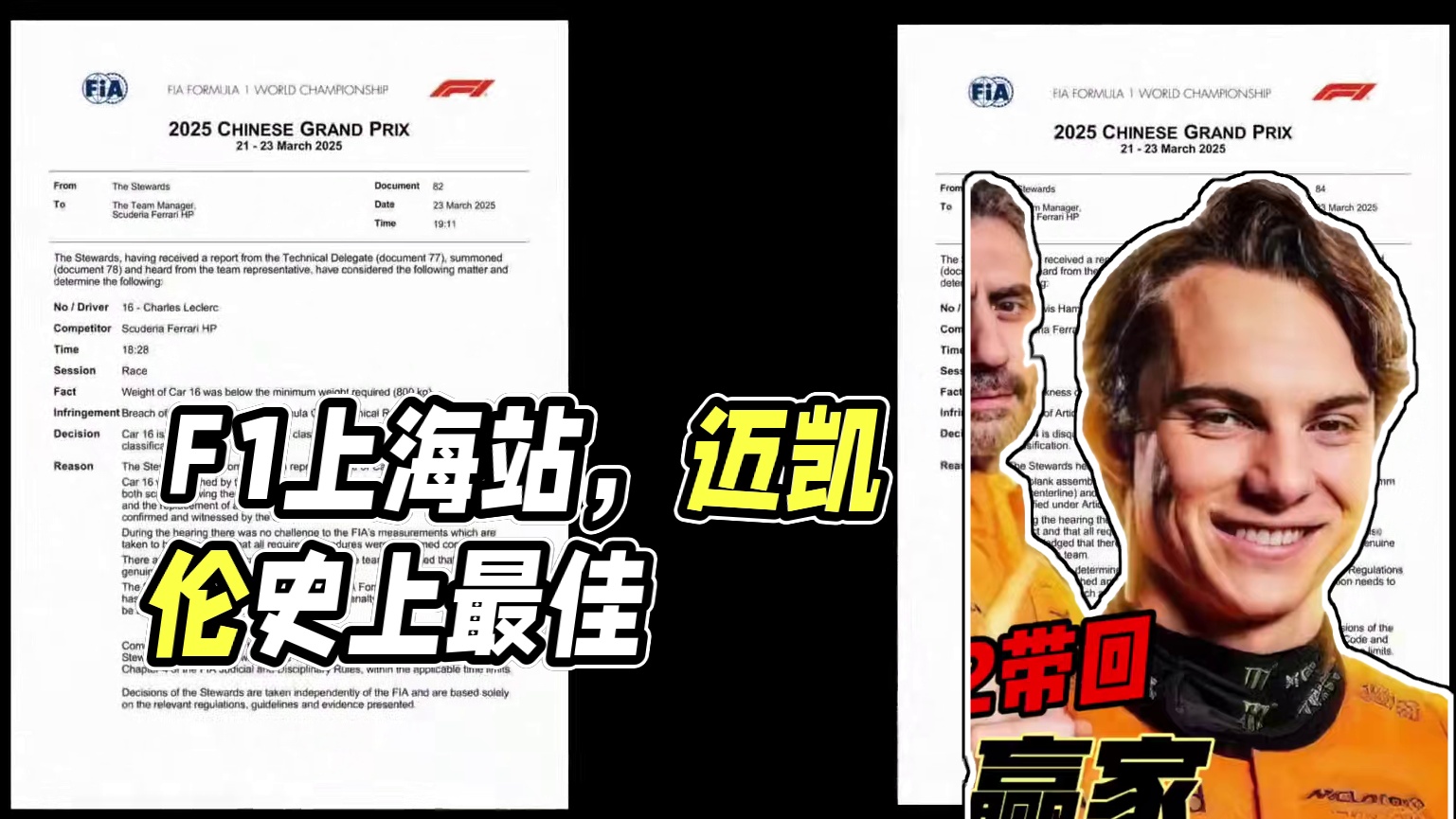 F1上海站大赢家 麦克拉伦1-2带回 #f1 #f1中国大奖赛