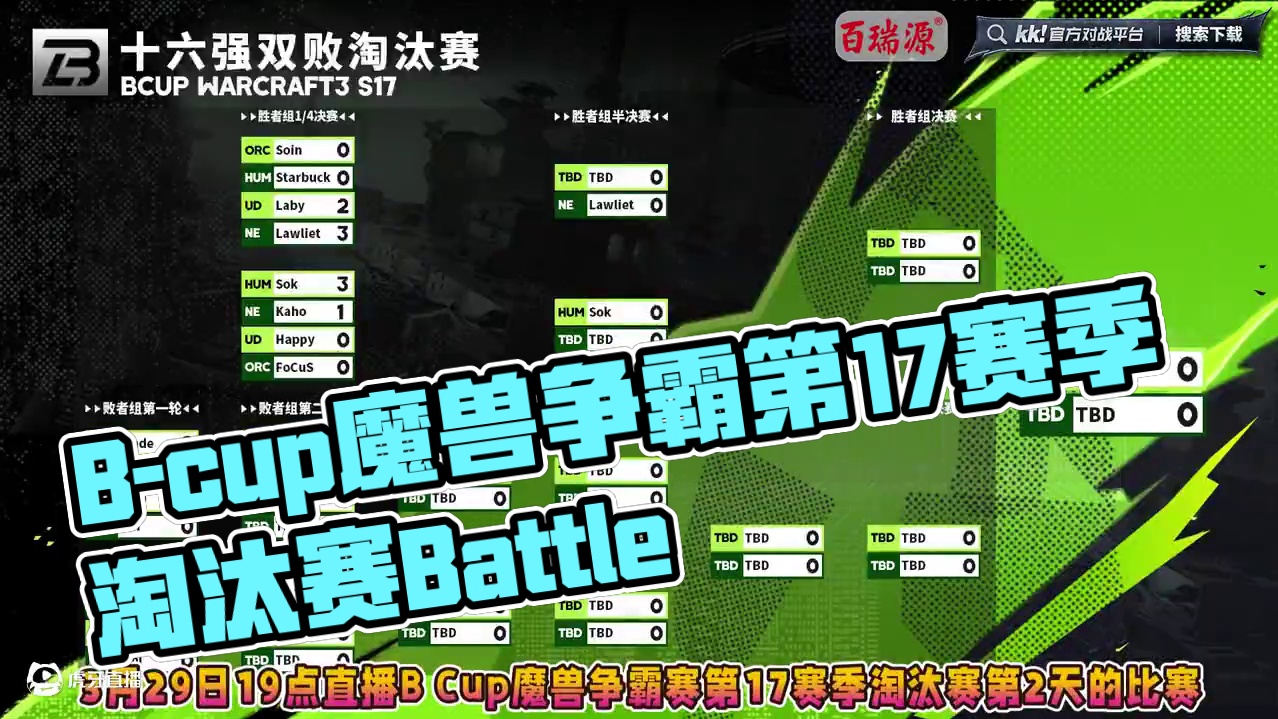 Happy对FoCuS，Blade对Dise！ 3月29日19点直播B-cup魔兽争霸赛第17赛季淘