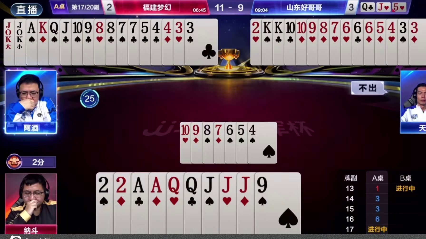 阿酒灵性拆王炸斩获本场比赛TOP1牌局#jj斗地主 #比赛现场 #是时候展现真正的牌技了 #阿酒先生