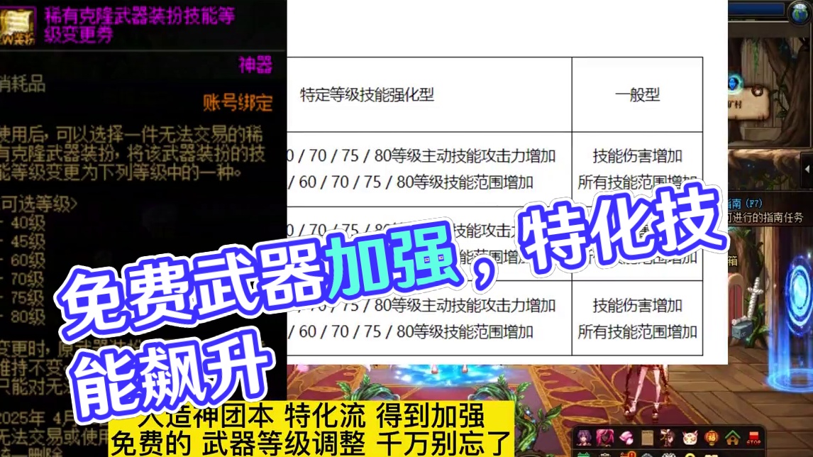 dnf人造神团本，特化流大加强，免费武器等级调整，千万别忘了 #dnf #dnf超越者激励计划 #上