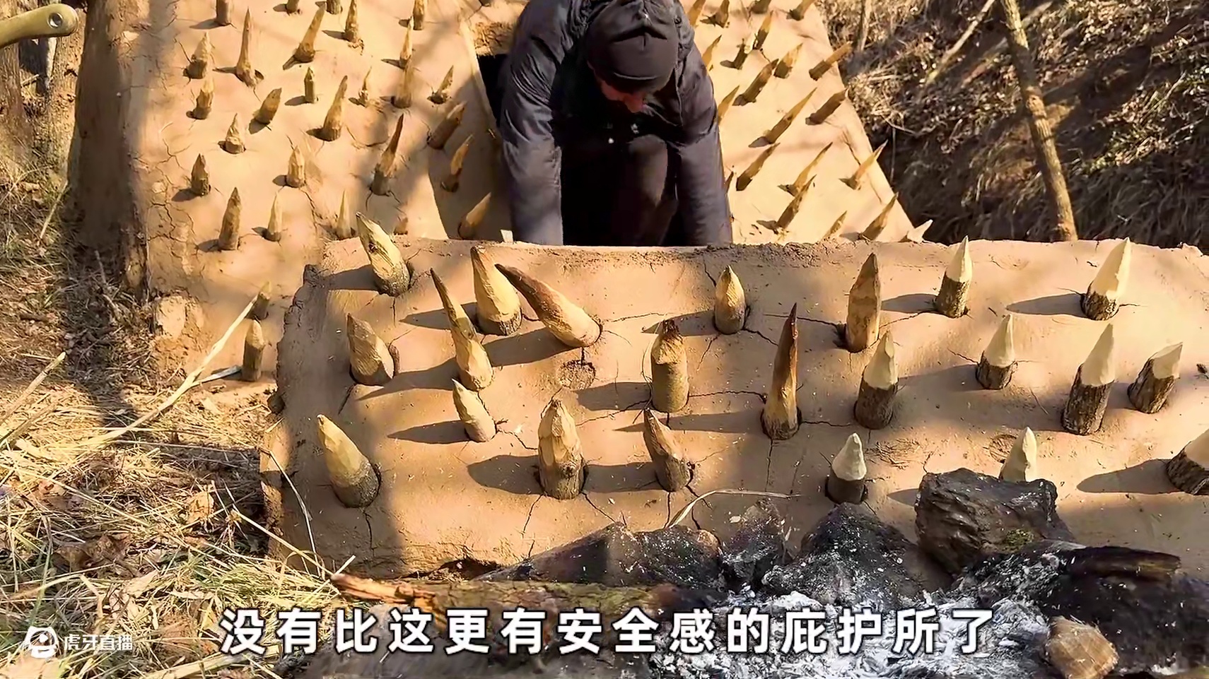 这样一个防御拉满的庇护所，肯定能抵御各种野兽攻击#荒野建造 #真实户外 #野外生存 #原始技术 #庇