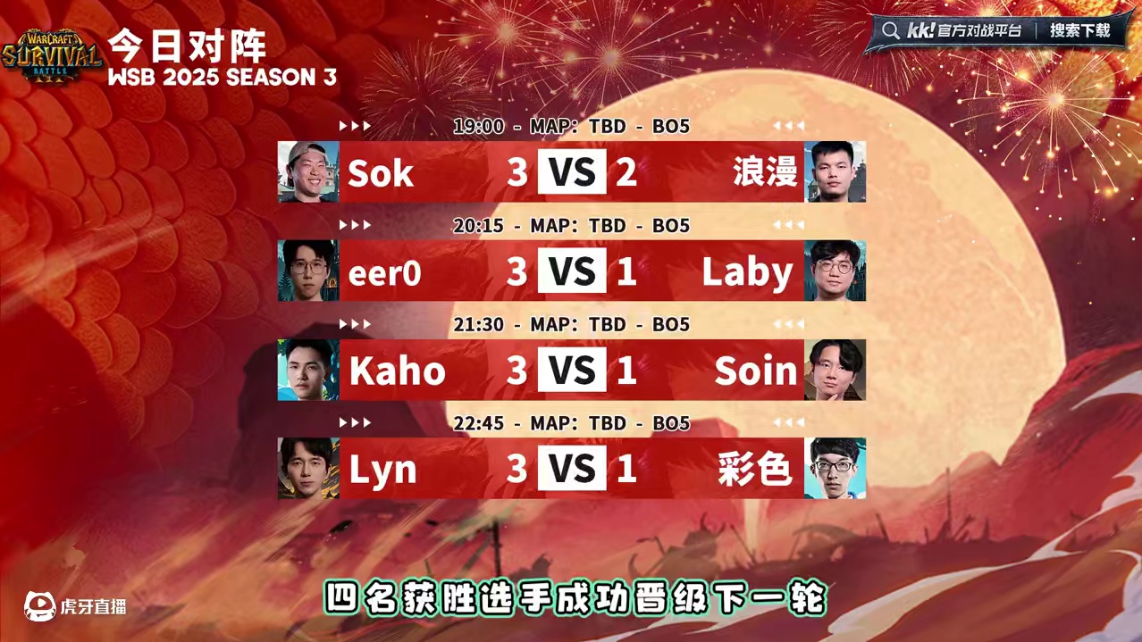 Sok，eer0，Kaho，Lyn胜出！ 韩国WSB魔兽争霸赛2025-S3第2天战报！#魔兽争霸3