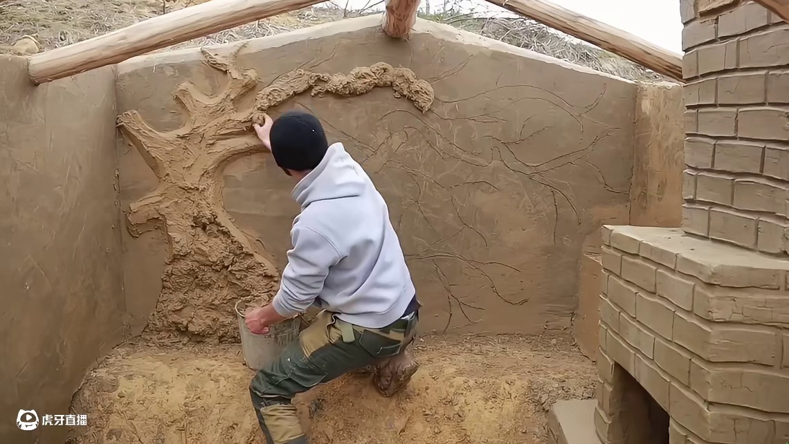 第3集：只需用石头加黏土，男人便在野外搭建出舒适的荒野小屋
