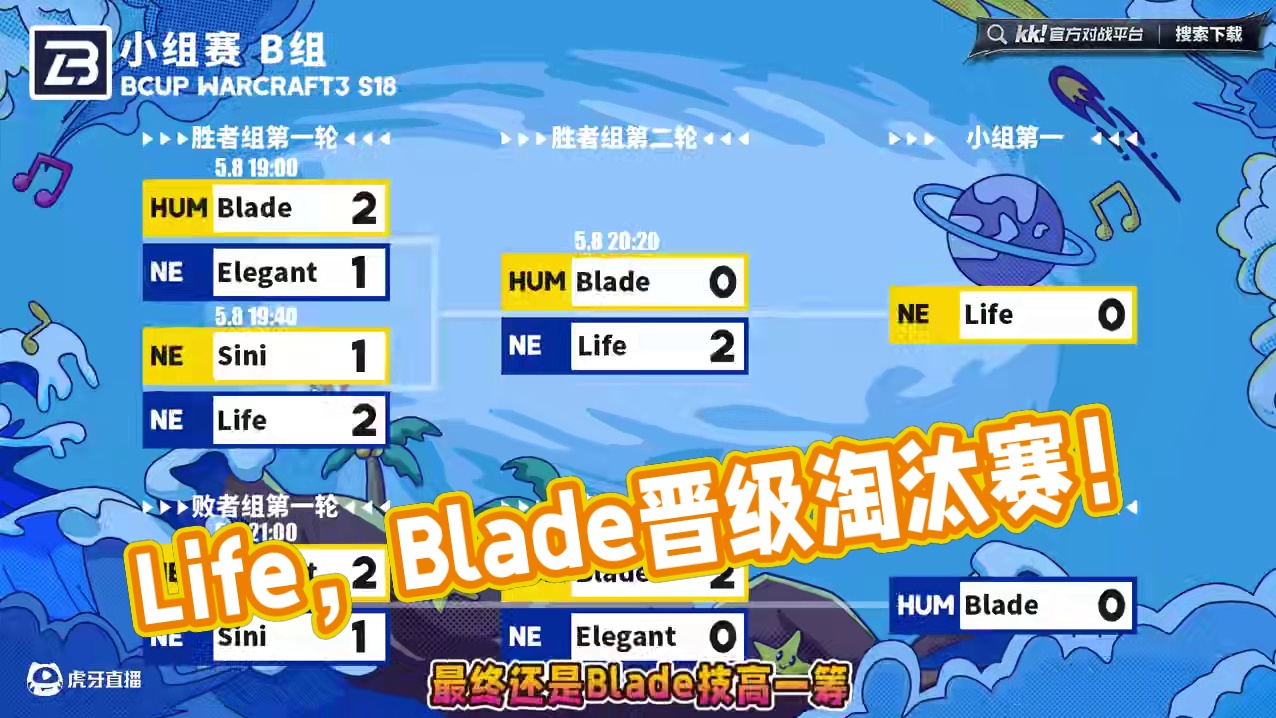 Life，Blade晋级淘汰赛！ 5月7日B-cup魔兽争霸赛第18赛季B组战报！#魔兽争霸3 #m