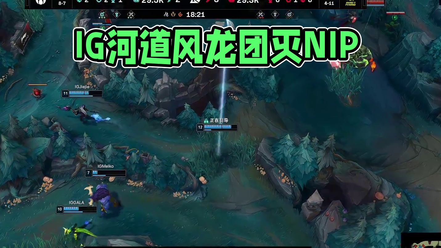 【IG击杀风龙】河道Theshy加里奥拖住NIP三人，IG顺势拿下风龙随后撤退