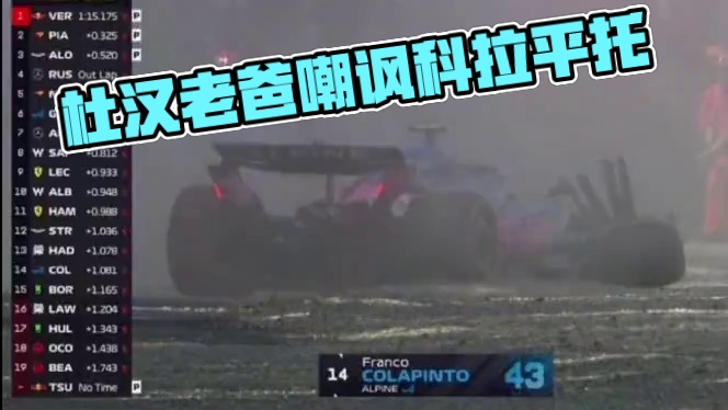 杜汉老爸在线嘲讽科拉平托 科拉平托在替换杜汉后的首秀比赛撞车，老杜汉第一时间在社媒发文“非常令人印象