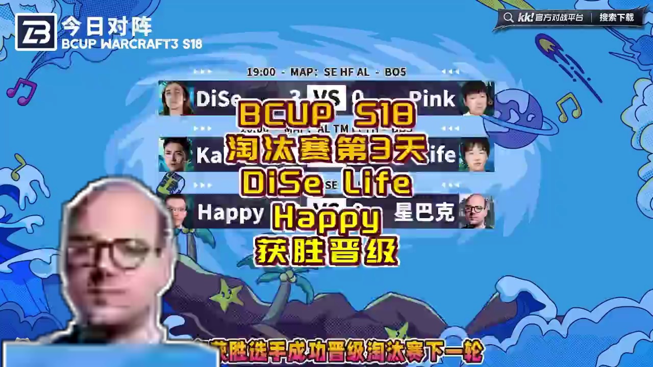 Life胜Kaho，Happy胜星巴克，Dise淘汰Pink 5月19日B-cup魔兽争霸赛第18赛