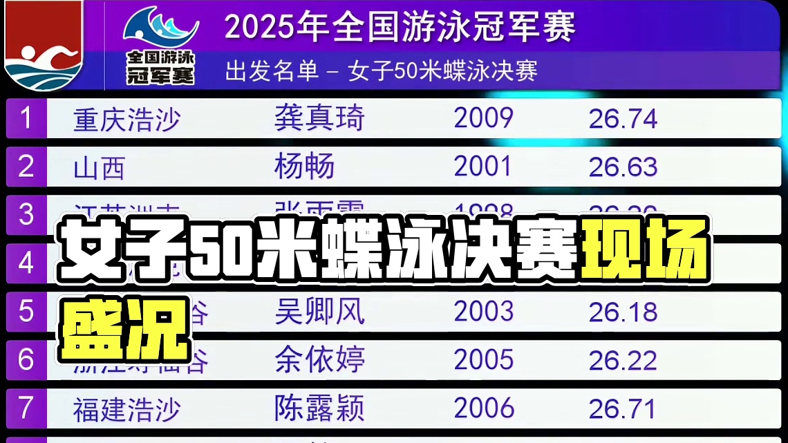 女子50米蝶泳决赛