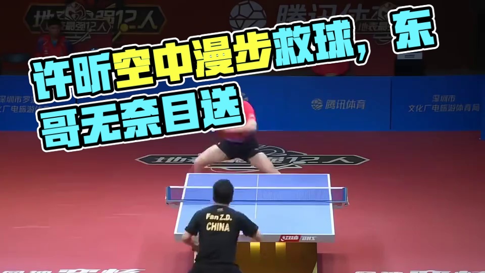 许昕空中漫步玩高难度救球，东哥只能无奈的目送乒乓球划出优美的弧线落地。#国乒 #樊振东 #许昕