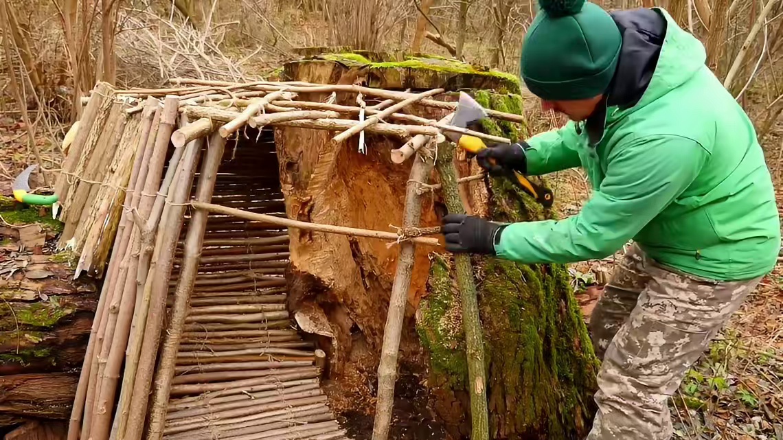 第2集：谁能想到一颗腐朽的枯木，竟然被男人搭建成舒适的小屋