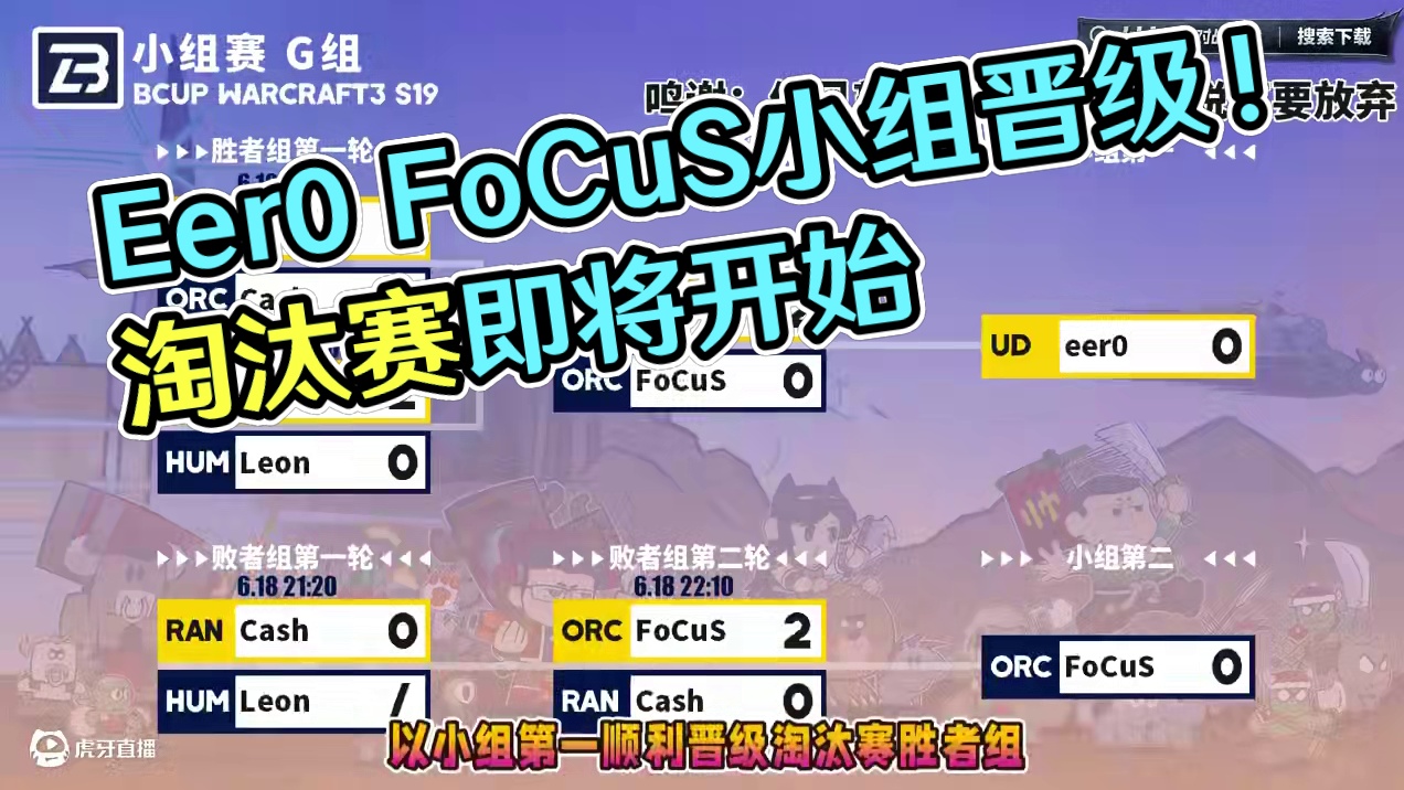 Eer0小组第一，FoCuS小组第二出线！ 6月18日Bcup魔兽争霸赛第19赛季G组战报！
#魔兽