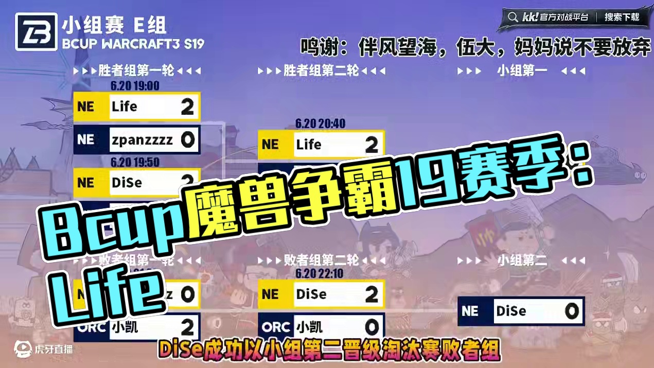 Life小组第一，Dise小组第二！ 6月20日Bcup魔兽争霸赛第19赛季E组战报！
#魔兽争霸3