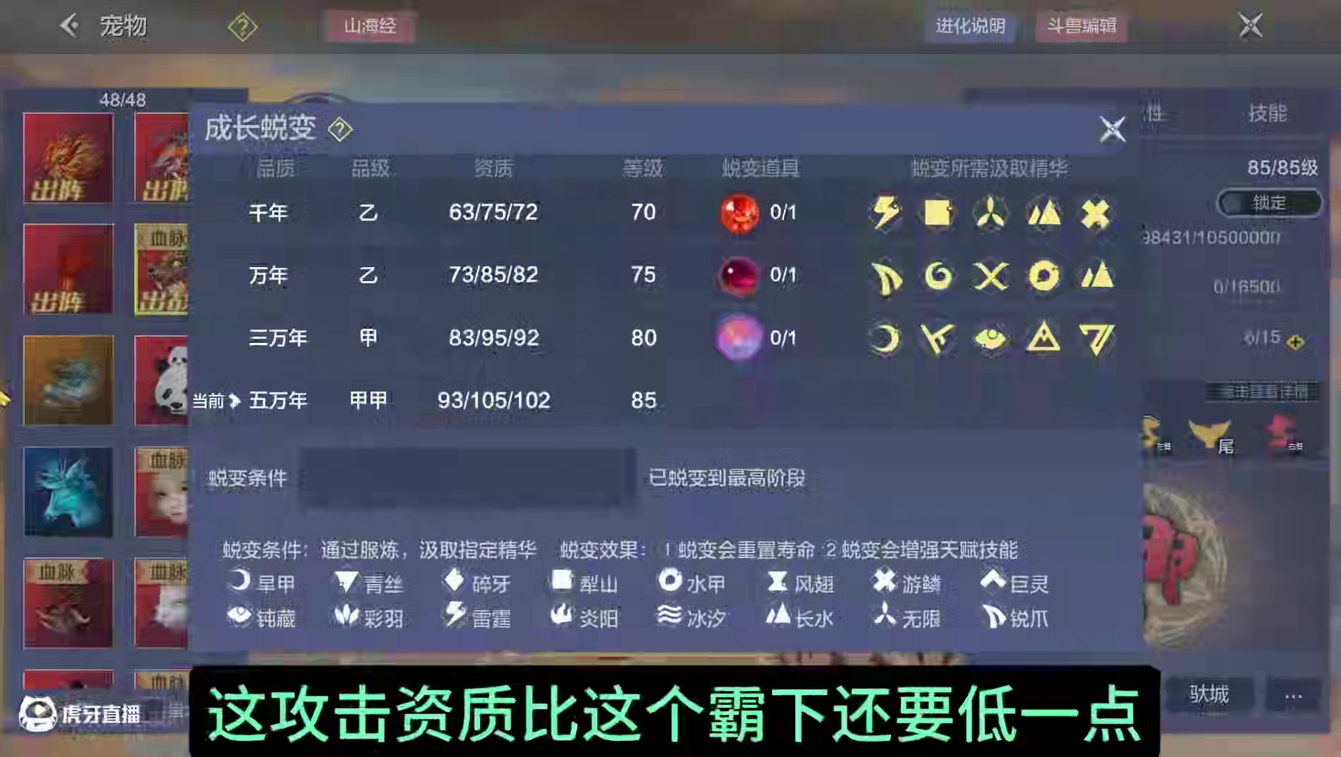 马头策划驮兽版属性曝光啦！ 五万年鞍部同样100%侍从炮台伤害 攻击资质92略低 比霸下还要低1点攻