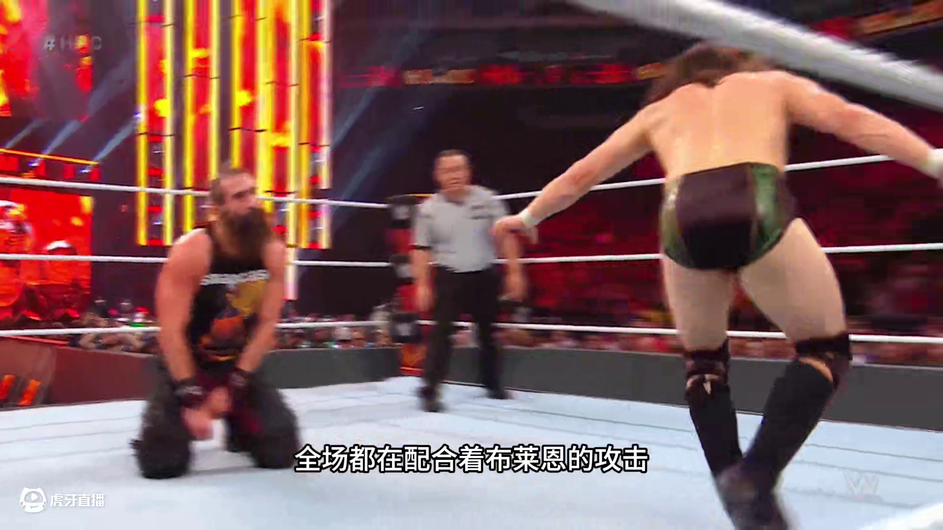 双打组合赛，布莱恩“神龙摆尾”，罗曼大狗飞冲肩（下） #摔跤狂热大赛 #这谁顶得住啊