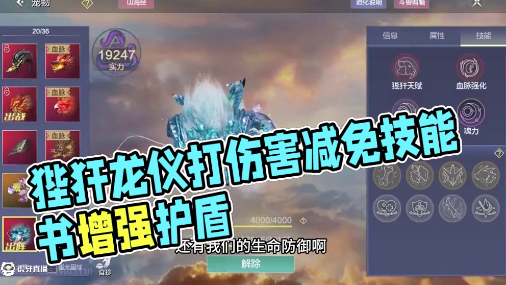 如果按照狴犴龙仪形态介绍，全部打伤害减免类技能书，会不会增强我们的护盾呢？#妄想山海 #妄想山海兽城