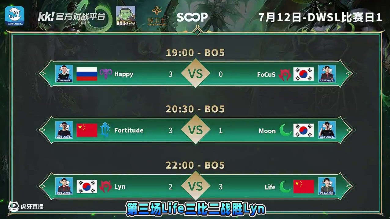 Happy胜FoCuS，浪漫胜Moon，Life胜Lyn！ 7月12日19点直播DWSL魔兽争霸超级